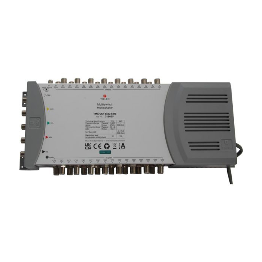 TRIAX 318606 TMS0532 5S Series Standalone 5 Wire – 32 Outlet Multi-Switch, Mains Pwd