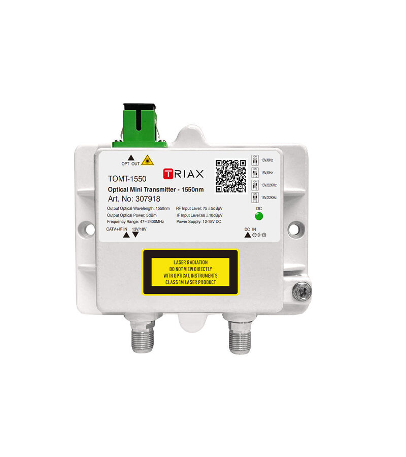 TRIAX 307918 TOMT-1550 Optical MINI Transmitter, SC/APC, 1550nm, +5dBm, TV & SAT
