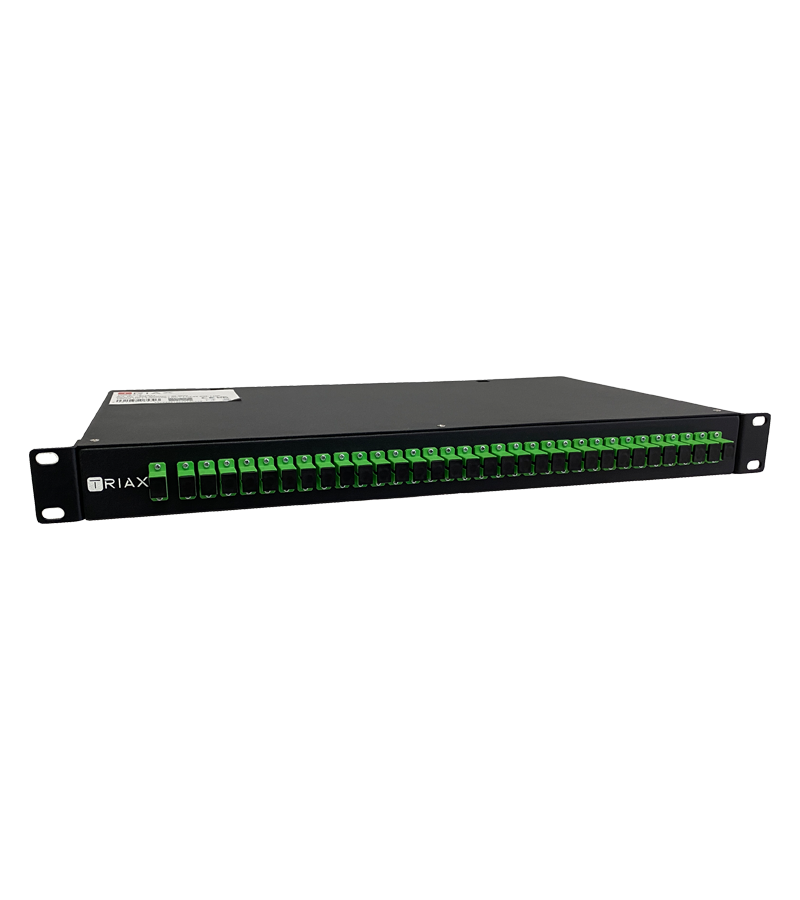 TRIAX 307931 TORS-032 Optical 1:32 Way Rack Mount Splitter, SC/APC, 19”1RU, Insertion Loss (-17dBm)