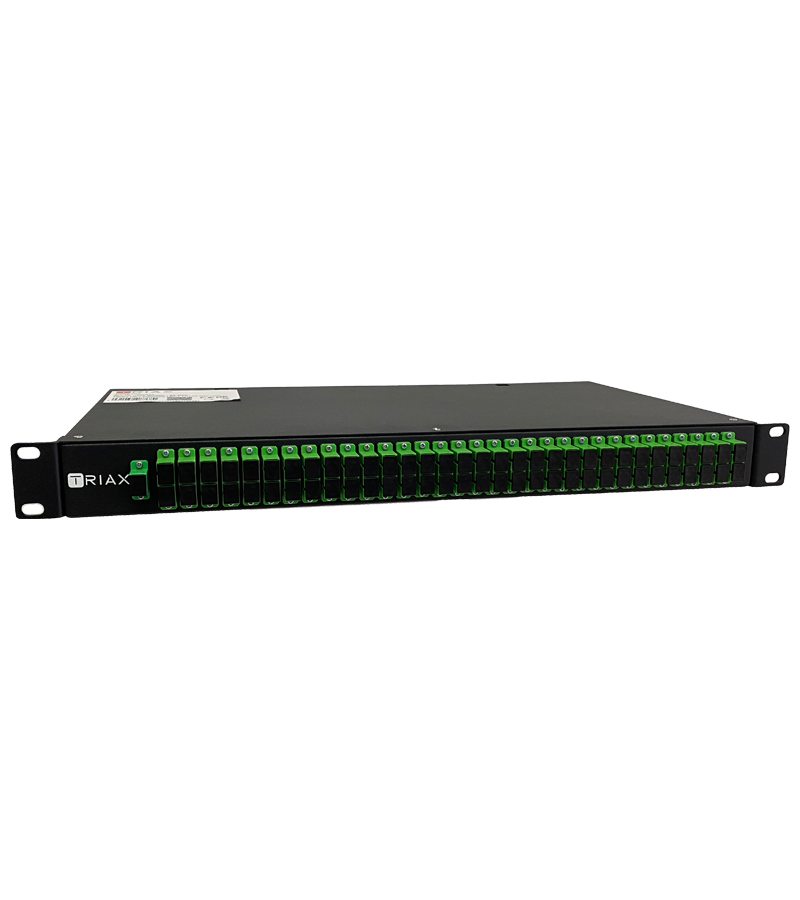 TRIAX 307932 TORS-064 Optical 1:64 Way Rack Mount Splitter, SC/APC, 19”2RU, Insertion Loss (-20dBm)