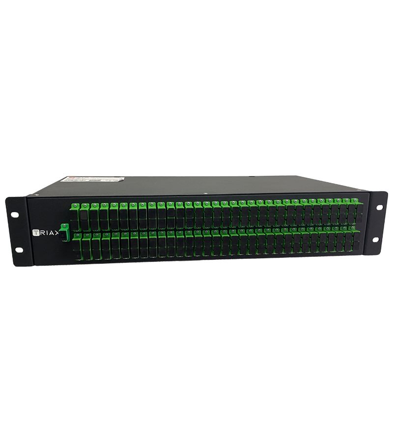 TRIAX 307933 TORS-128 Optical 1:128 Way Rack Mount Splitter, SC/APC, 19”2RU, Insertion Loss (-25dBm)