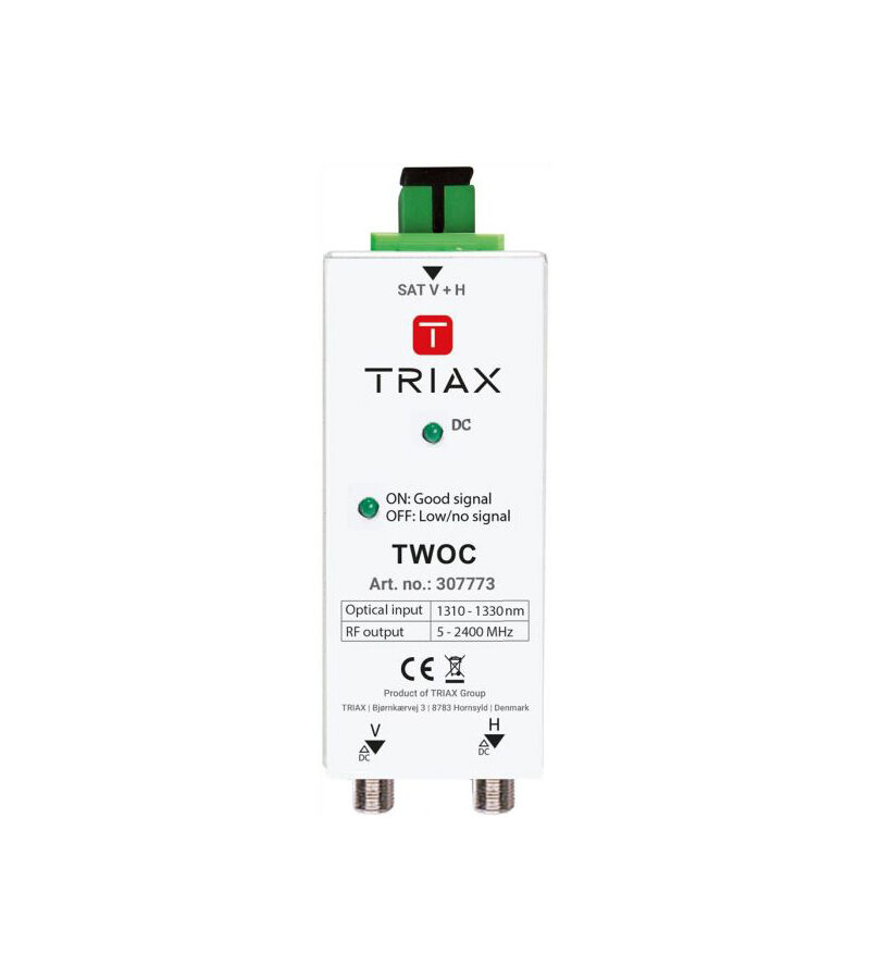 TRIAX 307773 TWOC Optical Rx 2xSAT (H&V 1310/1330nm) from SINGLE Core OS1/2, SC/APC, Rq.TOST