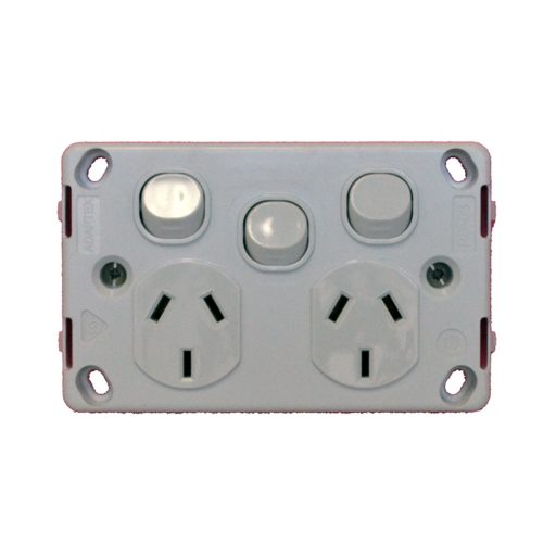 Double GPO / Single Switch - Power Outlet / Point - Clipsal C2000 Series Styled 10A 240VAC
