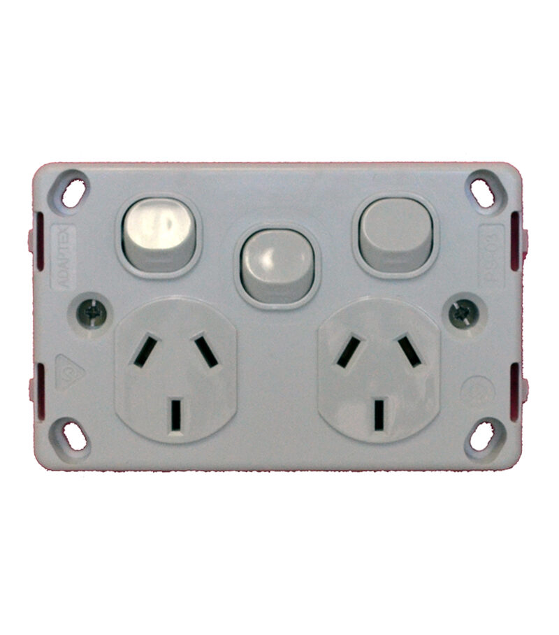 Double GPO / Single Switch - Power Outlet / Point - Clipsal C2000 Series Styled 10A 240VAC