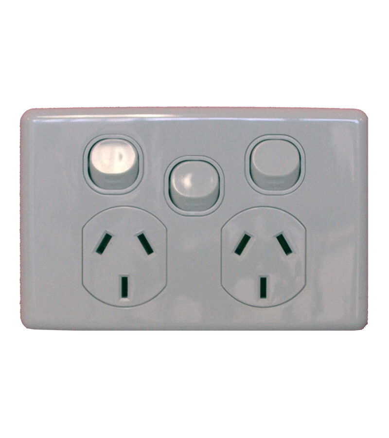 Double GPO / Single Switch - Power Outlet / Point - Clipsal C2000 Series Styled 10A 240VAC