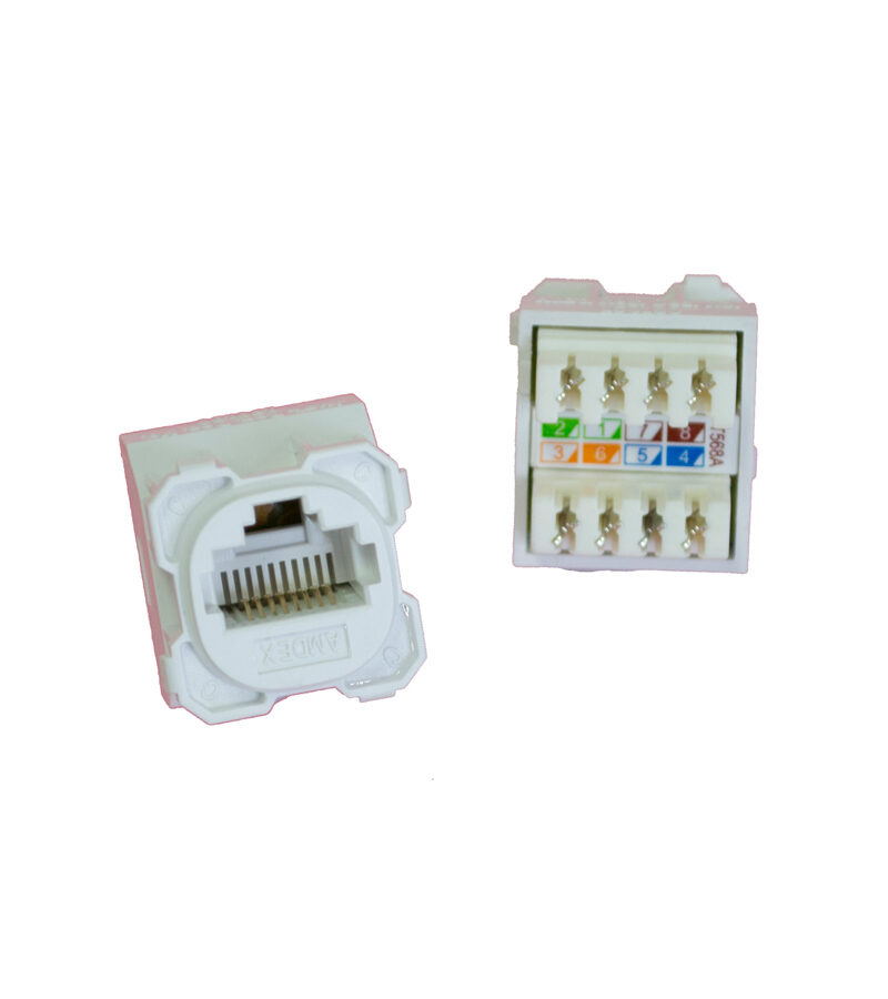 AMDEX: CAT5e, 180° 8P8C (RJ45) White DATA, suit CL Series Plates